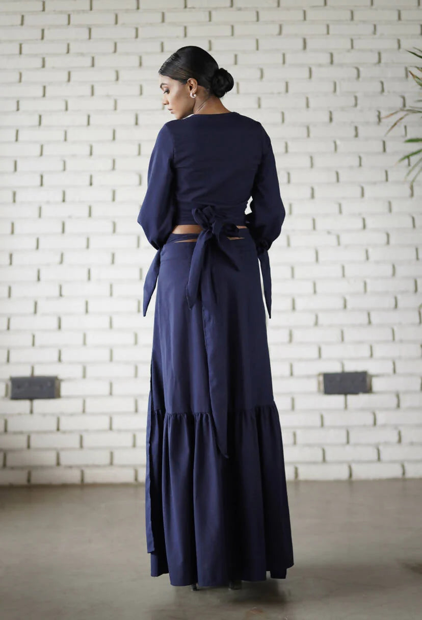 Gaia Maxi Wrap Skirt - Navy