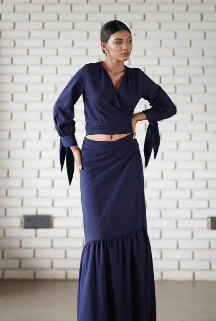 Gaia Maxi Wrap Skirt - Navy