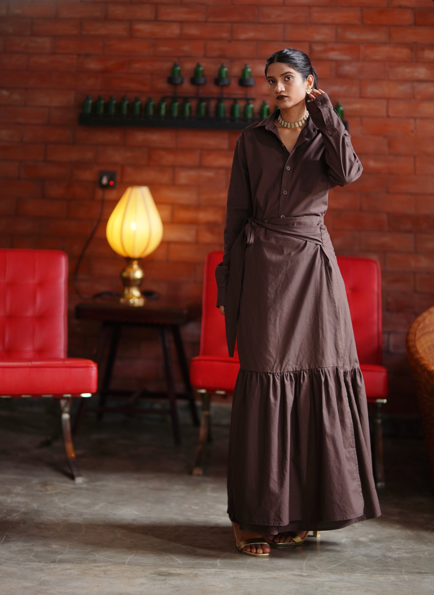 Gaia Maxi Wrap Skirt - Brown