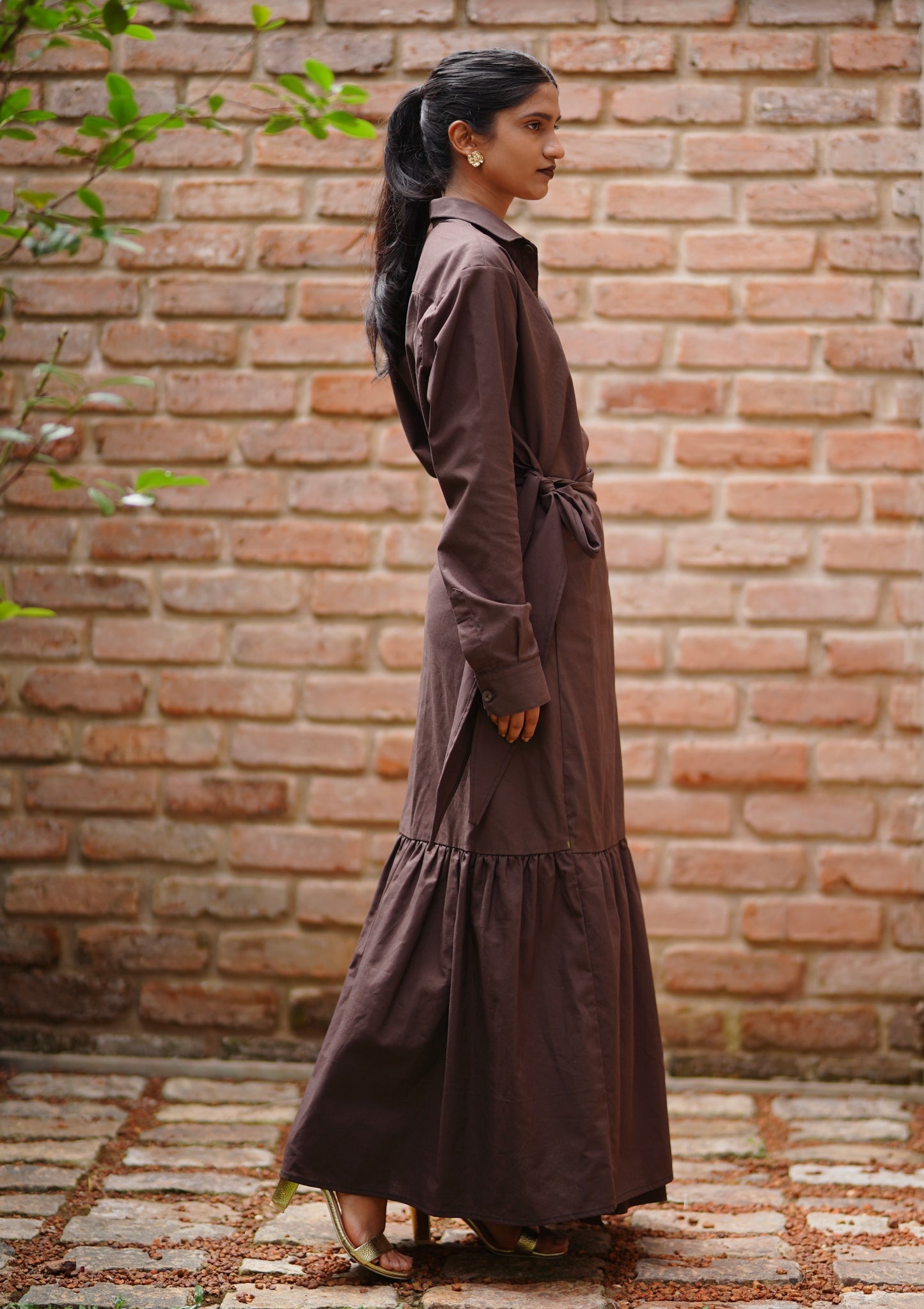 Gaia Maxi Wrap Skirt - Brown